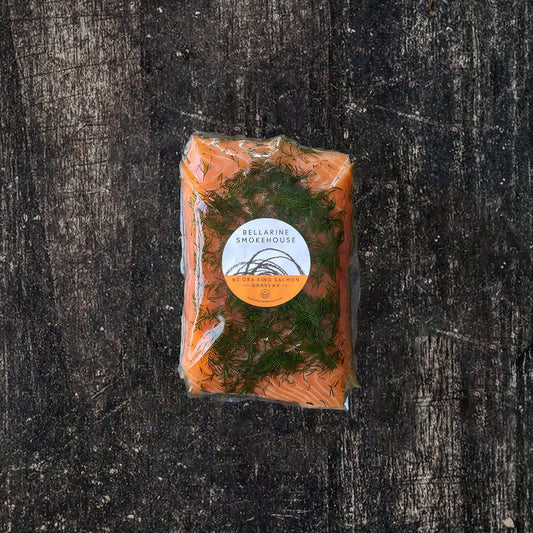 PRE-ORDER by 2nd DEC - UNSLICED Gravlax - 1/2 side NZ King Salmon Gravlax $50 deposit. Final wight calculated on production $179.95/kg.